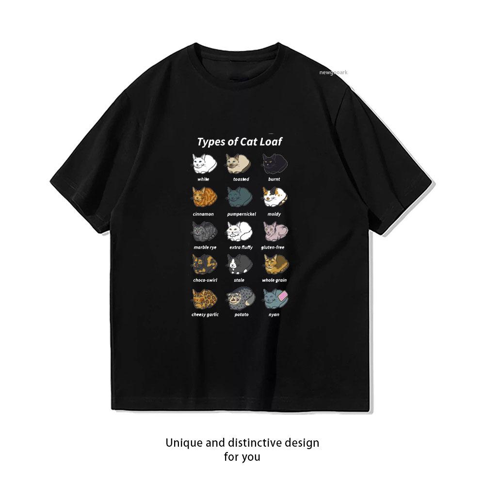 

The Types of Cat Loaf Classic TShirt woman man Casual cotton graphic t shirts Creative streetwear tops tee Shortsleev 4XL