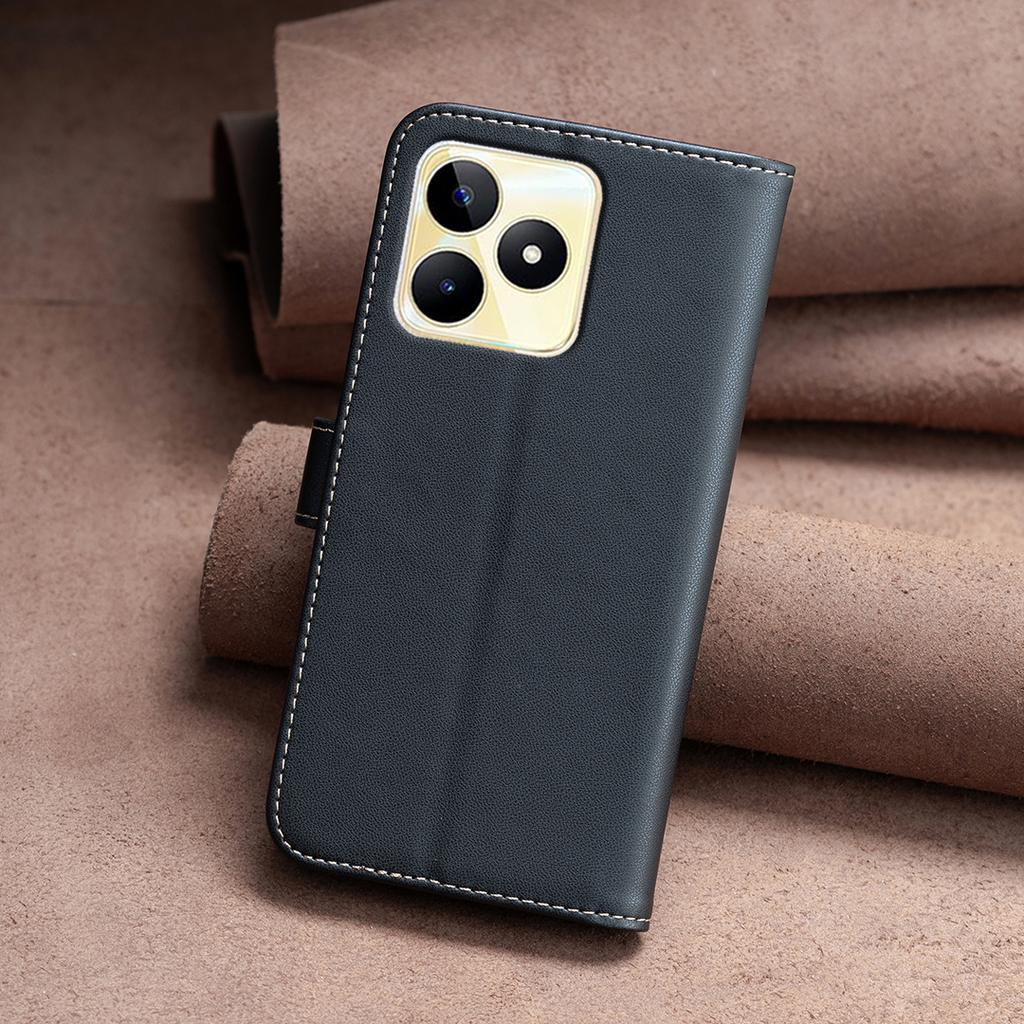 BINFEN COLOR BF17 For Realme C53 (Global)/C53 (India)/C51 Phone Cover Wallet Stand Design Dustproof TPU+PU Leather Case