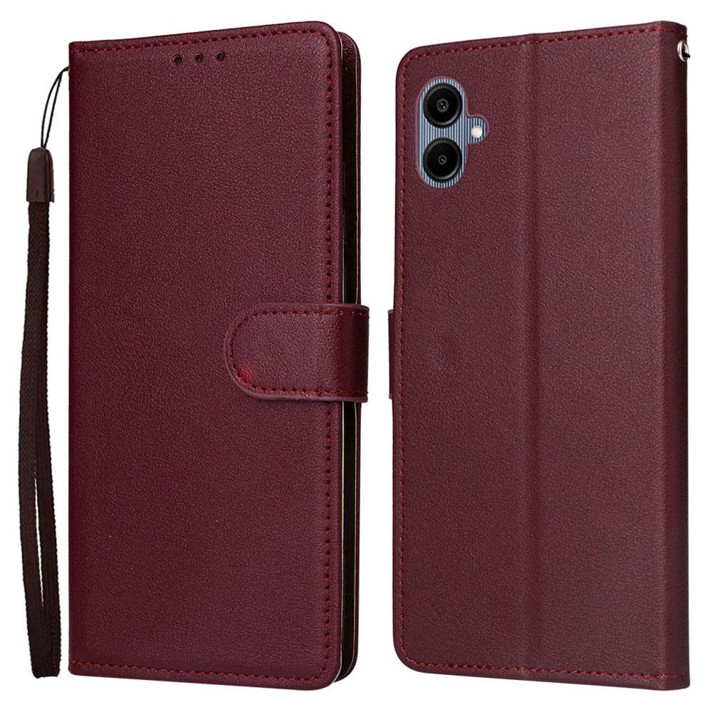 

For Samsung Galaxy A06 4G Case Wallet Stand View PU Leather Phone Cover Wine Red