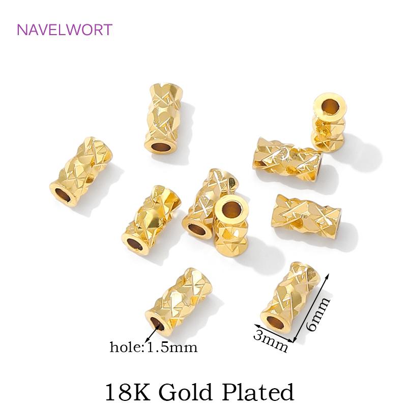 18K Gold Plated Spacer Beads For Bracelets Accessories,Separators For Beads,Brass Loose Beads,DIY Jewelry Making Supplies
