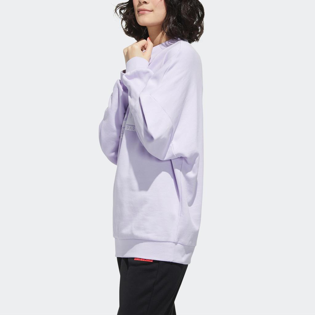 adidas Neo Letter Print Drop Shoulder Sweatshirt Women Sweatshirt Light-Purple FU1054