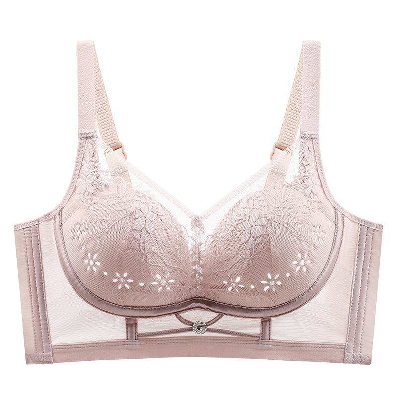 

Женский тонкий дышащий собирающий бюстгальтер без косточек и кружева, регулируемый, предотвращающий провисание 42/95C розовый