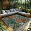 Green Tiger Pattern Bohemian Rug, Orange Animal Print Non-Slip Carpet, Jungle Theme Living Room Mat for Nature Decor
