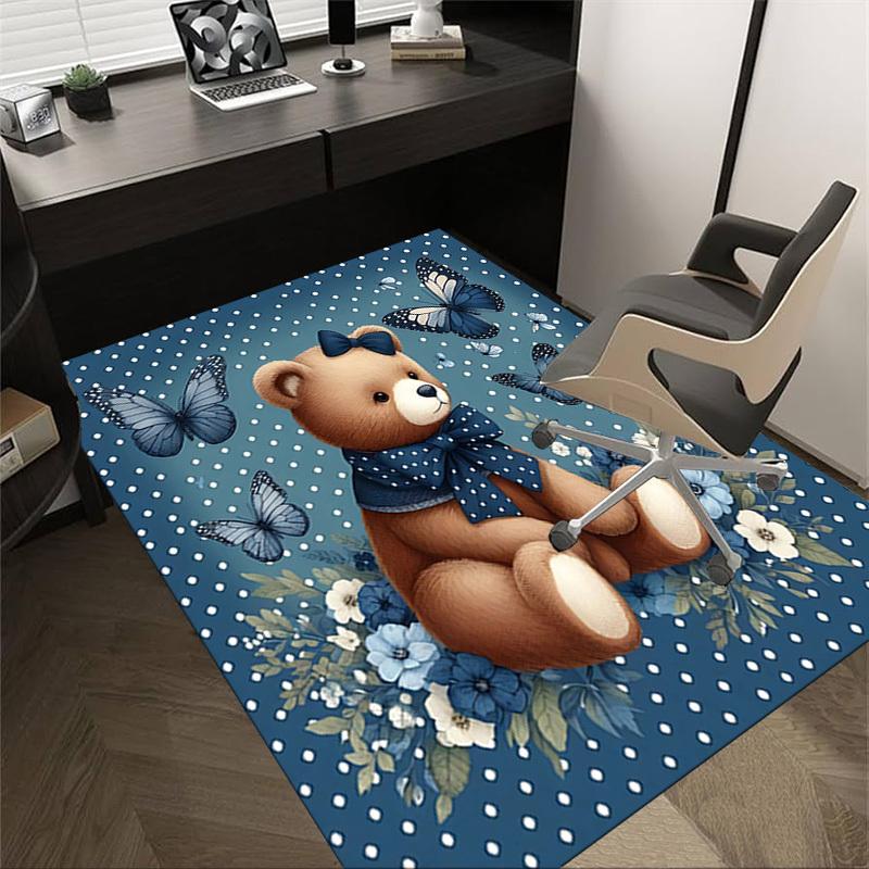 

1PC Bear Butterfly Non-Slip Floor Carpet Compatible for Office&Living Room&Bedroom&Dining room - Flat-Weave Machine-O308 60cm by 90cm