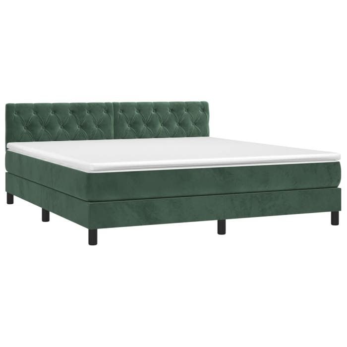 Maison Exclusive - Sommier à lattes de lit et matelas Vert foncé 160x200cm Velours