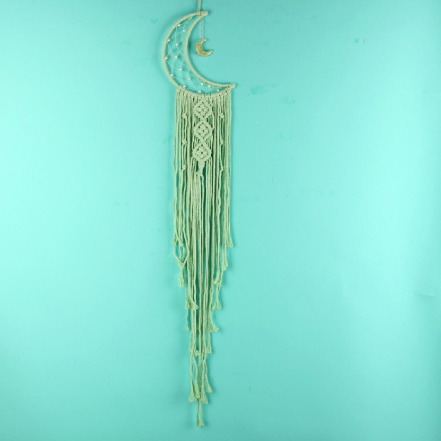 

1 шт., Богемский гобелен-ловец снов с луной, Тканый дизайн с перьями и пентаграммой, Тканевое настенное украшение в европейском стиле, Декор-музыка ветра