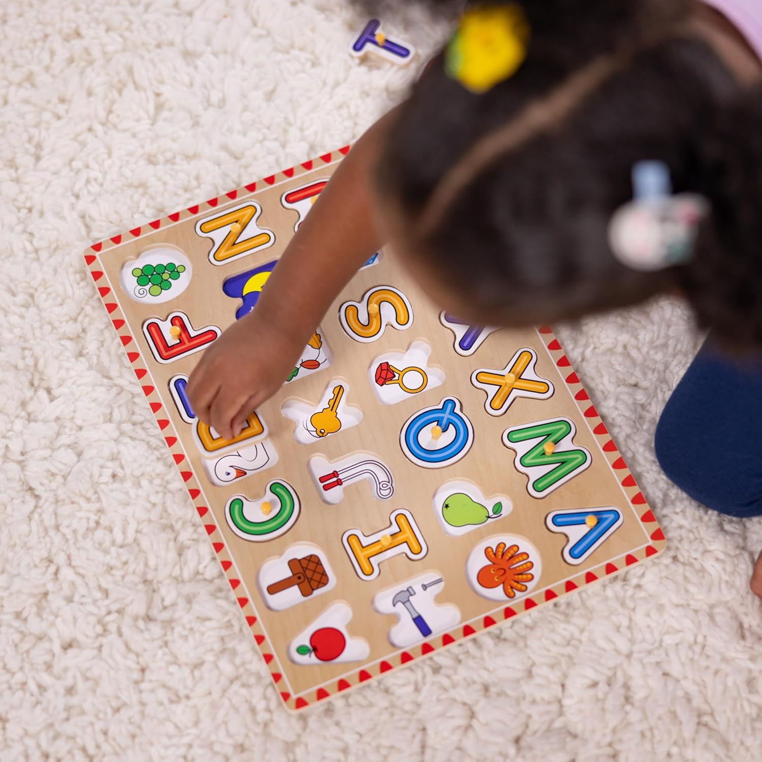 Деревянная вкладыш-пазл Melissa & Doug «Подними и посмотри» для раннего развития, 2 упаковки для девочек и мальчиков – Алфавит, Цифры