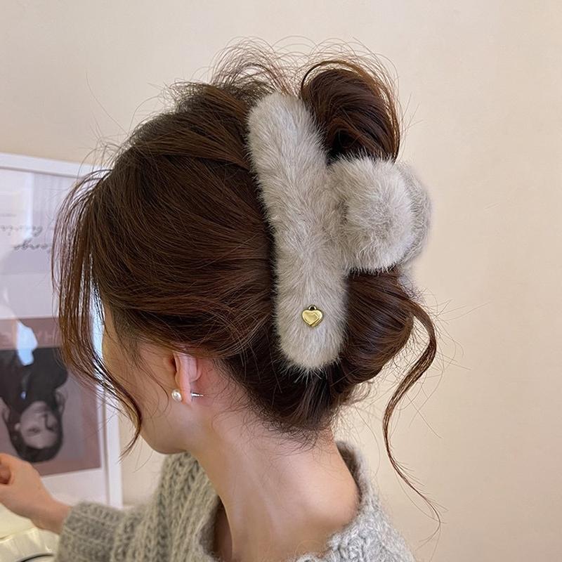 Plush Hair Clip Autumn Winter Woman Hair Accessories Large Shark Clips  Girls Headwear Korean Female Headdress
