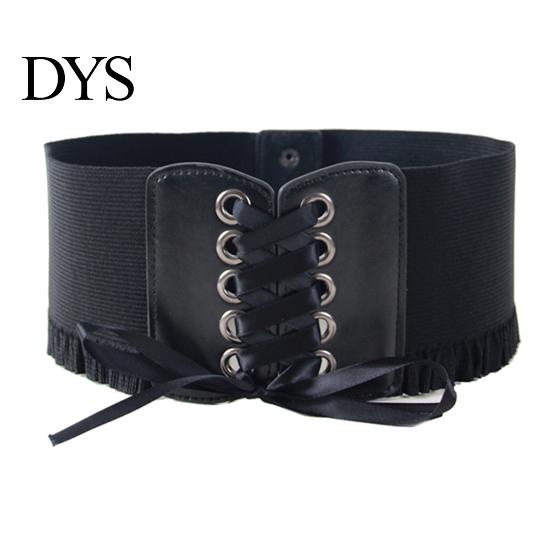 Women Wide Belt Corset Waist for Lace Up Tied Waspie Trendy Elastic Dresses Halloween Pirate Costume Accessory Retro Design
