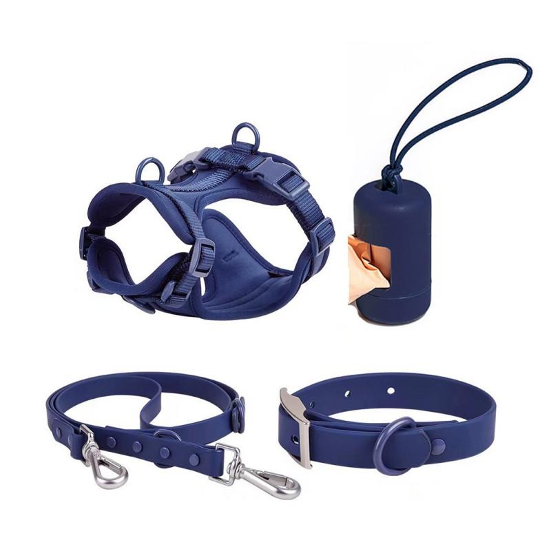 Dog Harness Set PVC Waterproof Chew Proof Small Dogs Leash Collar