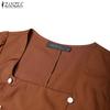 ZANZEA Elegant Casual Square Collar Short Sleeve Women Dress