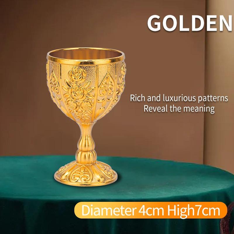 Klassisches Elegantes Weinglas, Emaille-Rosenkelch für Hochzeit, Party & Hausbar, Weinbecher mit Vintage-Rosenmuster, Gold-/Silberbeschichteter Kürbiskelch