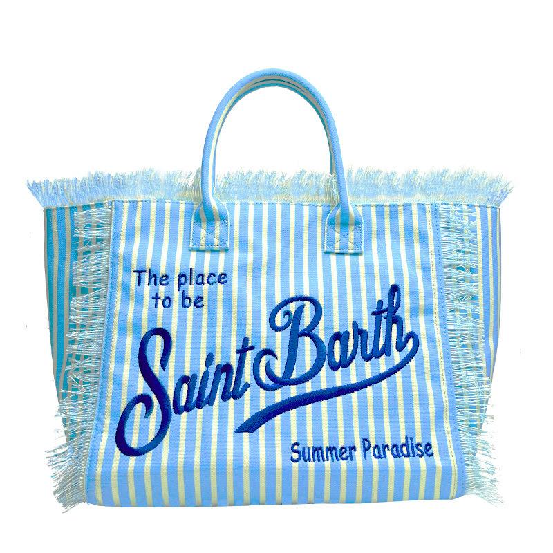 Straw Mat Beach Bag Fringed Handbag Canvas Denim Tote Bag Travel Versatile Large-capacity Handbag