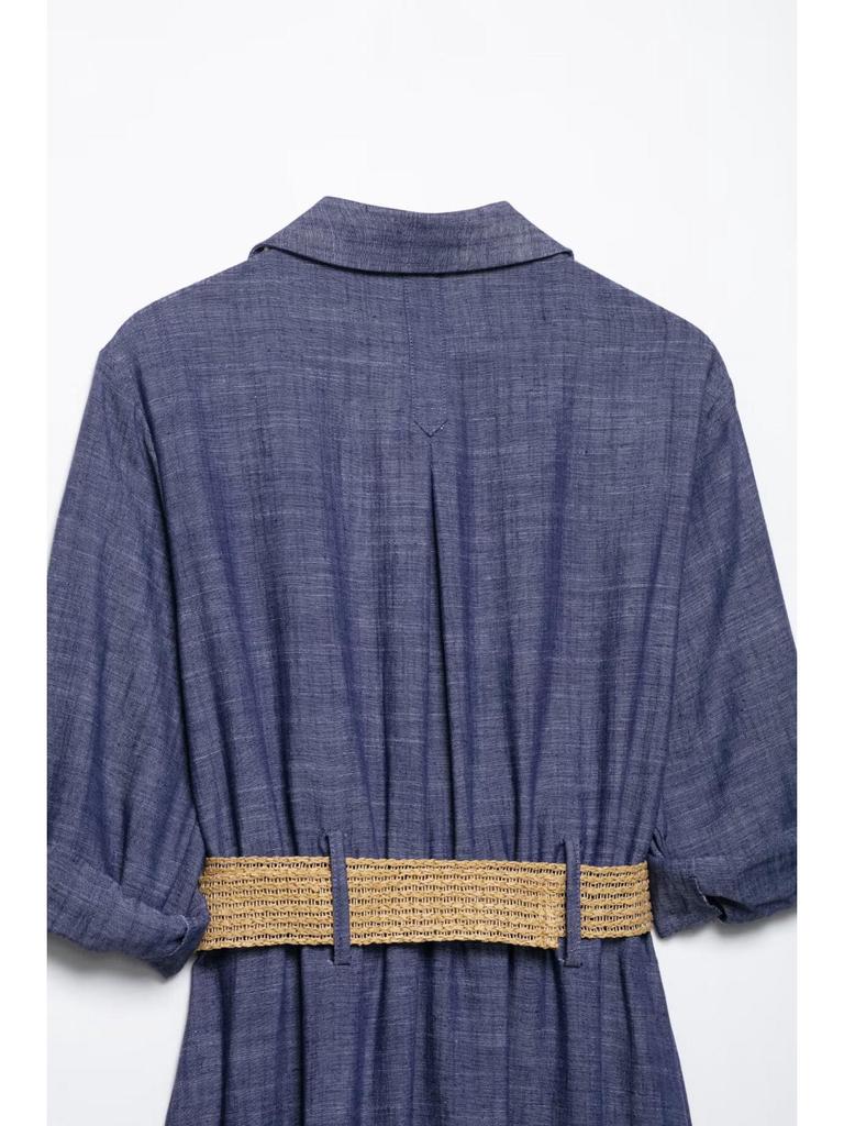 TAOP&ZA Women's Elegant Summer Midi Dress with Belt