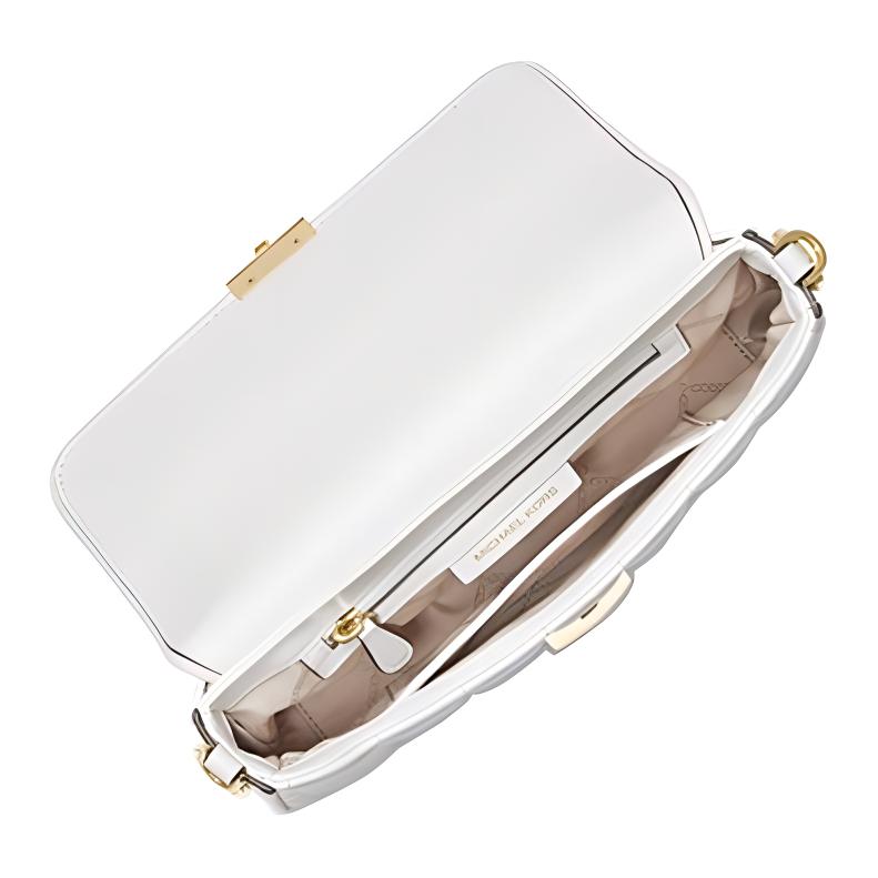 Michael Kors Bradshaw Leather Shoulder Bag, Crossbody Bag, Handbag Small Women's White 30T1G2BL1I-WHITE-COMBO