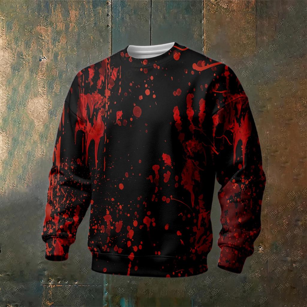 Men's Halloween Printed Neck Long Sleeve Sweatshirt for Casual Daily Wear
