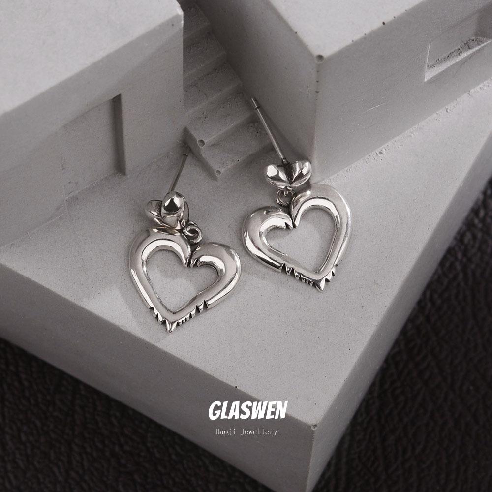High-End Love Stud Earrings Female Niche Personality Versatile And Empty Simple Peach Heart Temperament Earrings Earrings