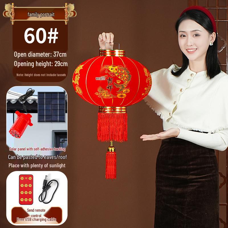 2026 Solar-Powered Red Lantern for Outdoor New Year and Spring Festival Decor