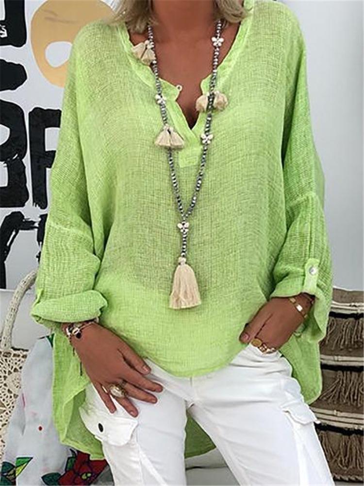 

Solid Color Long Sleeve Tops Trendy New Fashion XL неон зелений колір