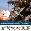 2D Acrylic Hummingbird Ornament Colorful Crystal - Like Bird With Flower For Christmas Tree Hanging Holiday Home Decor  Pendant