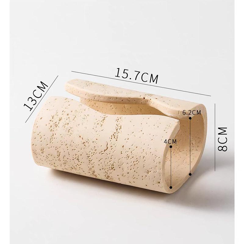 Cave Stone Tissue Box Advanced Sense Living Room Luxury Walnut Leather Paper Box Creative Paper Box Home Decoration