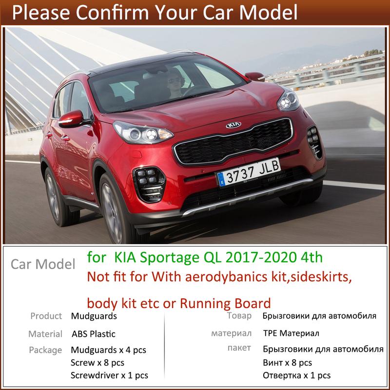4 Pcs Car Mud Flaps For Kia Sportage 2017 2018  QL Mudflaps Splash Guards Mud Flap Mudguards Fender Front Rear Accessories