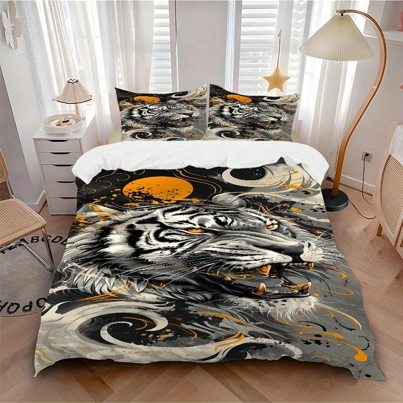 

3pcs Tiger Spirit Soft Comfortable Bedding set, For Bedroom, Guest Room And Dorm, All - Season Use, High-Definition Printing162 135x200cm
