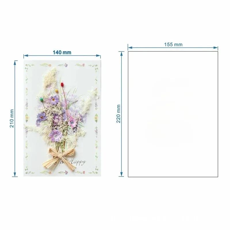 1Pcs General Handmade Dried Flowers for Festivals Thank You Teacher's Day Greeting Cards Business Birthday Greetings Gift Cards