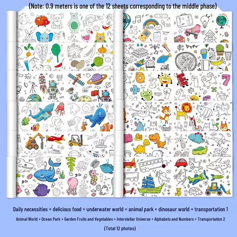 

Extra Long Kids Graffiti Coloring Scroll: Wall-Stickable Canvas for Girls