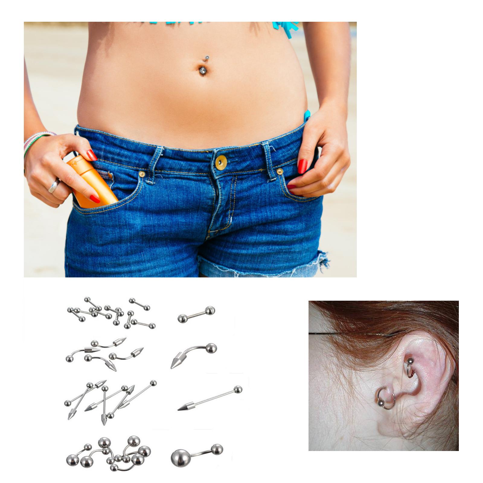 

85pcs Body Jewelry Piercing Set Stainless Steel with Various and Sizes for Nose, Lip, Eyebrow, , Navel, Belly, Tongue, Barbells Piercing Kit