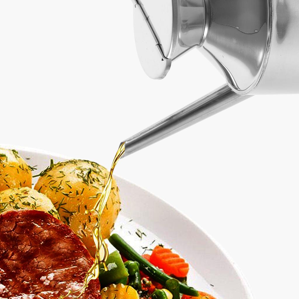 Ölkanne aus Edelstahl mit Deckel Küchenölspenderflasche für Speiseöl Vorratsbehälter für Küche Essig Sojasauce