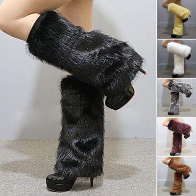 Beinwärmer, dehnbar, kältebeständig, bequem, für Herbst und Winter, für Damen, warme Stiefelstrümpfe aus Kunstfell, Alltagskleidung