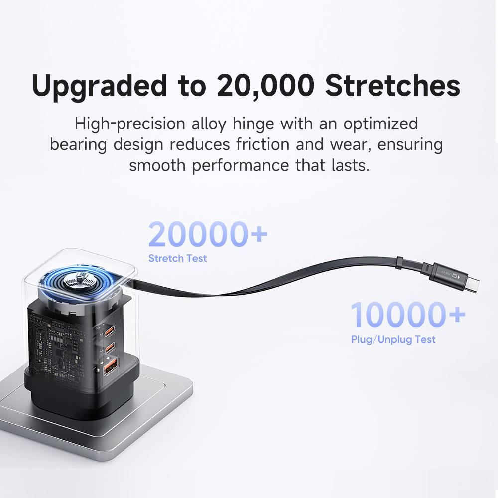 Mai Duo Duo MDD FreeGo 100W GaN USB-C Retractable Cable Fast Charger 3C1A