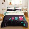 Owl Duvet Cover Set Cartoon Comforter Cover Happy Birthday Theme Bedding Set Cute Bird Polyester Quilt Cover Twin Size For Kids