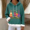 Women's Casual Fashion Print Long Sleeve Hooded Sweatshirt Top