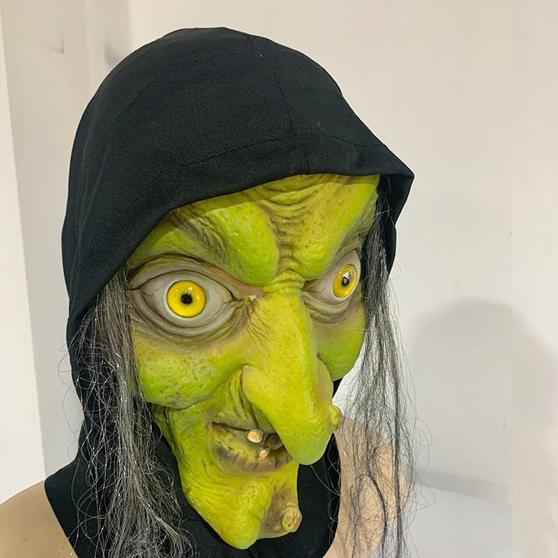 Halloween Witch Mask Cosplay Green Face Adult Women Party Costume
