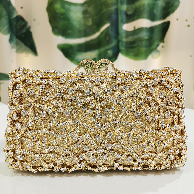 Women AB Diamond Snow Evening Clutch Bag Silver Wedding Bridesmaid Chain Handbags Small Crystal Purses