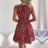 Frühling Sommer Neckholder Krawatte Offenes Rückenfreies Blumen Langes Kleid Unregelmäßige Urlaubskleider S-XL