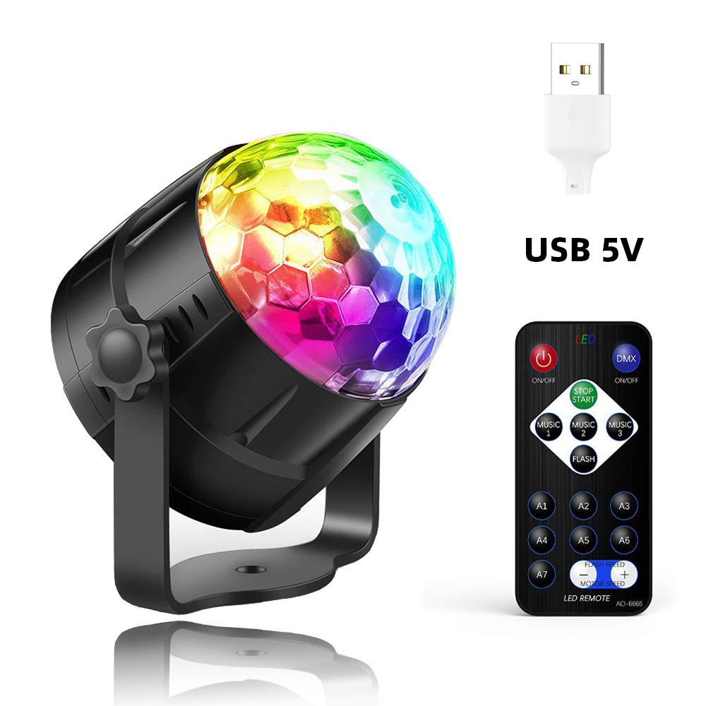 

LED Stage Disco Light Rotating DJ Ball Strobe Remote Sound Control Magic Dance Car RGB Christmas Gift Party Club Laser Show Lamp USB