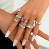 Stylish Gold Tone Geometric Rings Set Adorned with Fashionable Gemstones for Special Occasions Parties Supplies
