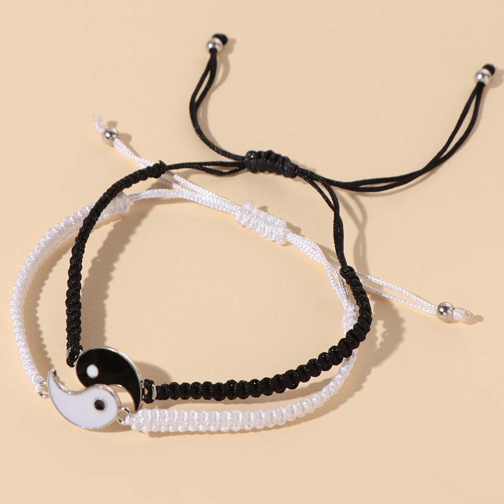1 Pair Yin and Yang Taichi Bracelets Chinese Style Taichi Hand Rope  Men Women