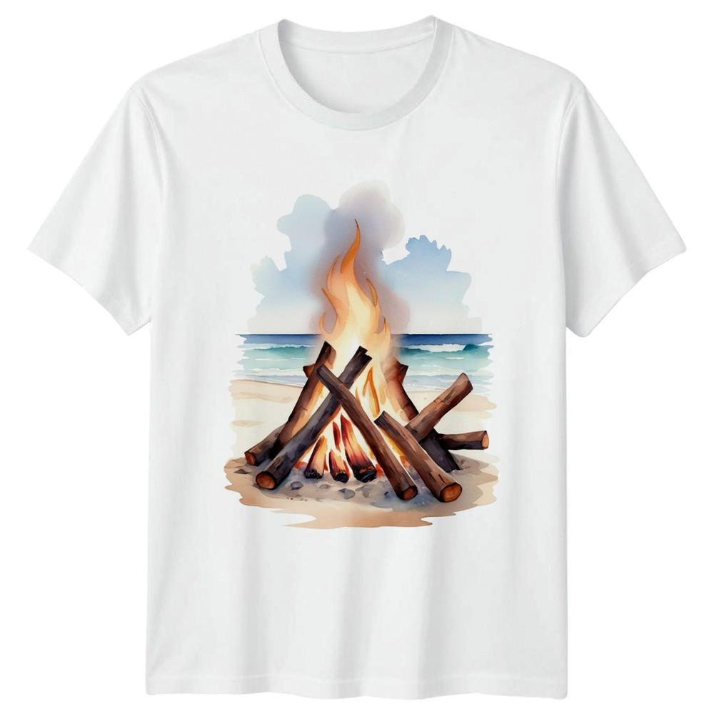 Bonfire Campfire Outdoors Unisexs Unisexs TShirt Graphic Tee Beach S