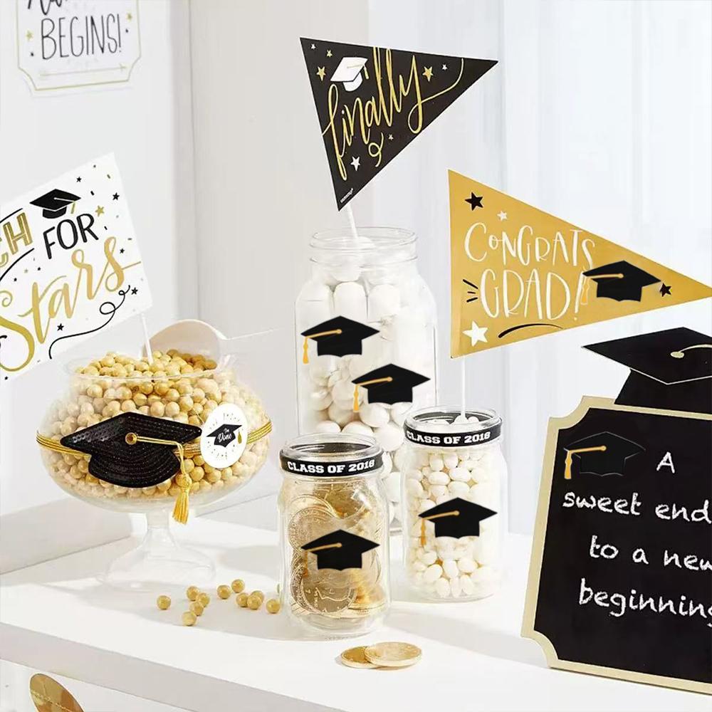 Runtowo 10 Sheets Graduation Cap Label Graduation Thank You Stickers Graduation Envelope Seals Graduation Gift Bag Stickers