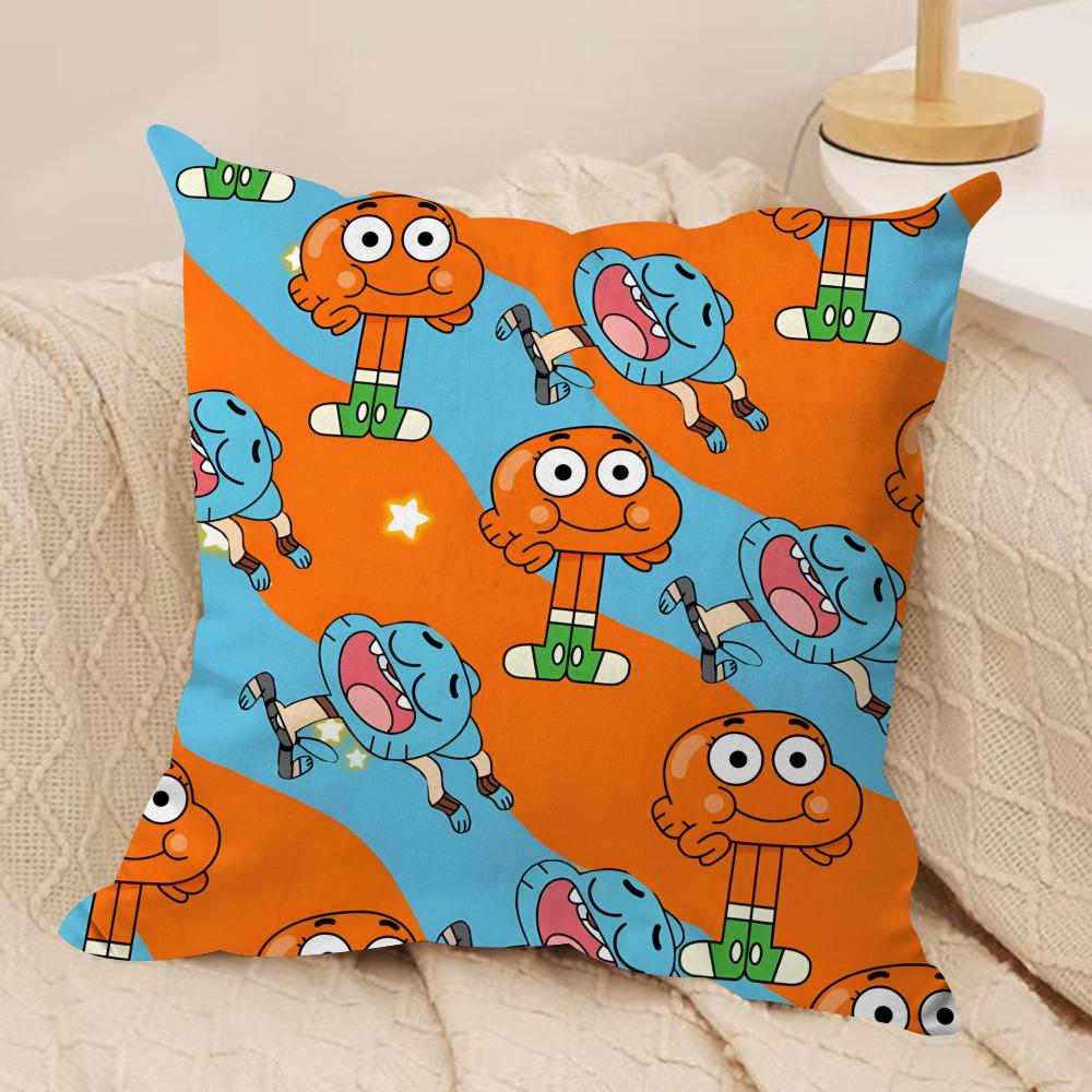 Animation Amazing World Gumball Cushion Cover Soft Plush Fabric DoubleSided Printed Sofa Cushion Cover for All Seasons Decor