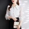 Toluoman Elegant Chiffon Long-Sleeve Blouse