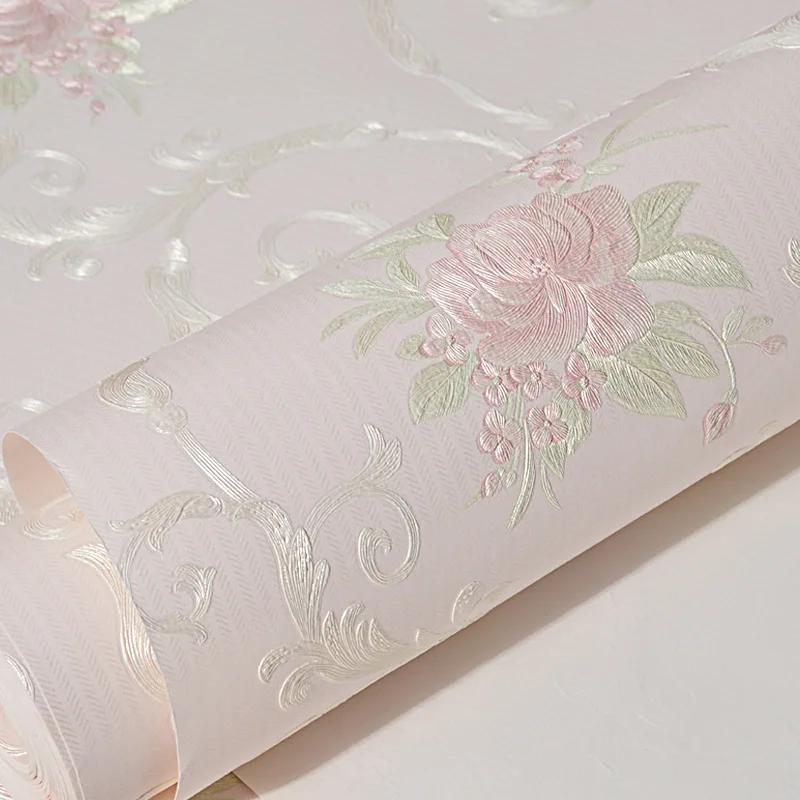 3d Wallpaper Self Adhesive Flower Sticker Pink Floral Bedroom Living Room Tv Background Wall Paper Roll Contact Wallpapers