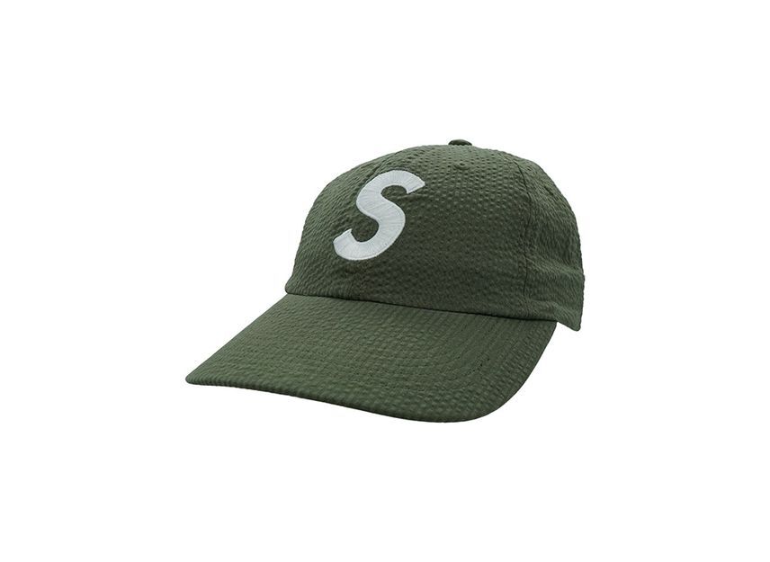 Supreme Seersucker S Logo 6-Panel Green One-Size