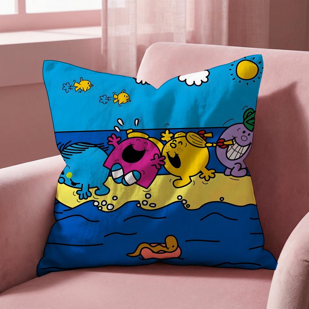 

Mr. Men and L-Little Miss Cushion Cover Multi-Scene Pillow Cover for Home & Car - Reversible, Soft & Durable for Daily Use 30cmx30cm