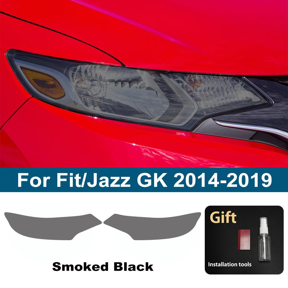 

For Honda Fit/Jazz GK GR Smoke Black Car Headlight Protective Film Pre Cut TPU PPF Anti-Scratch High-Gloss Vinyl Wrap Film For GK 14-19 SMK