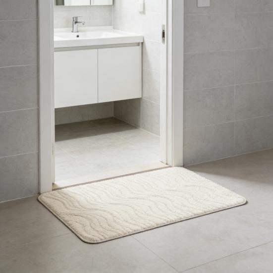 Absorbent Bathroom Rug Soft Bath Mat with Anti-Slip Bottom Plush Wavy Texture Rug